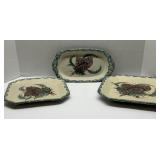 3 Hand Painted Pine Cone Serving Dishes