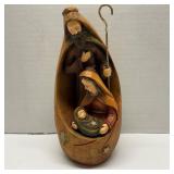 Nicholas Square Vtg. Carved Wooden  Nativity