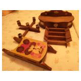 Group of wood decor items