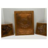 Lot of 3 Copper Pictures On Plywood