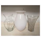 Group of 3 glass vases