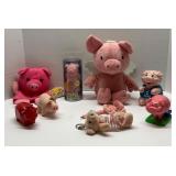 Lot of 9 Piggy Plush & Toy Items