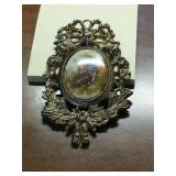 Vintage transferware brooch pendant
