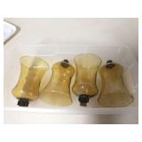 4 HomCo amber glass peg votive candle holders