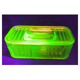 Green Glass Rectangle Uranium Refrigerator Dish