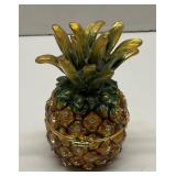 Jeweled Pineapple Hinged Ring Box