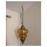 MCM amber glass swag lamp - works