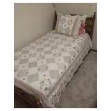 Solid wood twin bed w/ bedding
