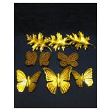 Vintage brass and plastic butterflies & leaves