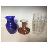 Group of 3 glass vases