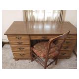 Wood desk and vintage desk chair