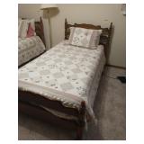 Solid wood twin bed w/ bedding