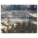 Vintage white wrought iron patio bench