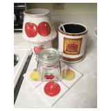 Group of apple themed kitchen items