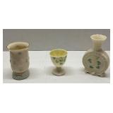 Belleek Parian Vase, Egg Cup, & Tall Vase