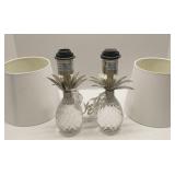 Pair of crystal glass pineapple lamps