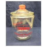 Tom's Toasted Peanuts glass counter display jar