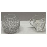 VTG Clear Crystal  Glass Rose Bowl  &  VTG Creamer