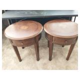 Matched pair of round end tables