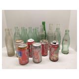 Group of vintage bottles & cans, mostly Coca-Cola