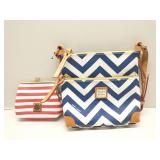 Dooney and Bourke Blue & White Chevron Purse w/