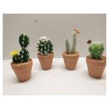 Lot of 4 fake cactus in pots