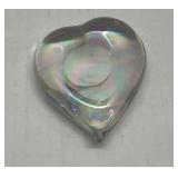 Iridescent Clear Art Glass Heart Paper Weight