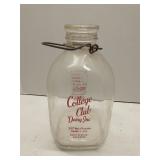 College Club Dairy 1 gal. glass milk bottle