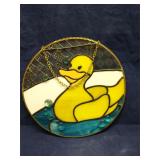 Round stained glass yellow ducky