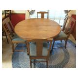 Solid oak round dining table & 4 chairs