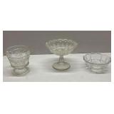 Lot of 3 Vintage Clear Glass Dishes