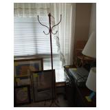 Red metal coat rack