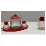 Salt & Pepper / Sugar Bowl Retro Condiments Set