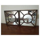 Matching pair of square geometric wall mirrors
