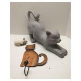 Group of cat decor items