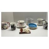 Lot of 8  - Cat Mugs, Bowls, & Arius Tile