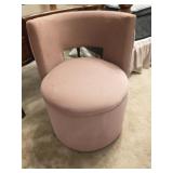 Pink velvet swivel accent chair w/ storage