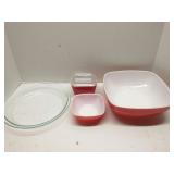 Group of vintage Pyrex, most are red & white