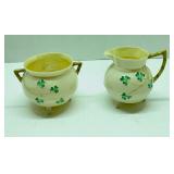 VTG Belleek  Irish Porcelain Shamrock Cauldron