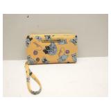 Betsey Johnson yellow cat print wristlet wallet
