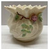 VTG Belleek Ruffled Shamrock & Rose Vase
