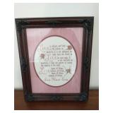 Framed 'Love is patient and kind' cross-stitch