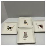 4 Magenta Square Canapï¿½ Plates