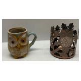 Owl Porcelain Mug & Owl Candle Holder