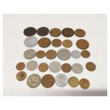 Group of vintage foreign coins