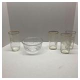 5  Vintage Etched Glassware
