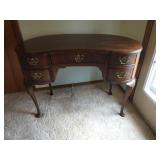 Queen Anne mahogany kidney-shaped desk