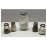 Large Vtg Swirl Pattern Glass Sugar Shaker &