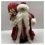Decorative Burgandy & Gold Santa on a Stand