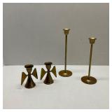 Lot of 4 VTG Brass Stick Candle Holders